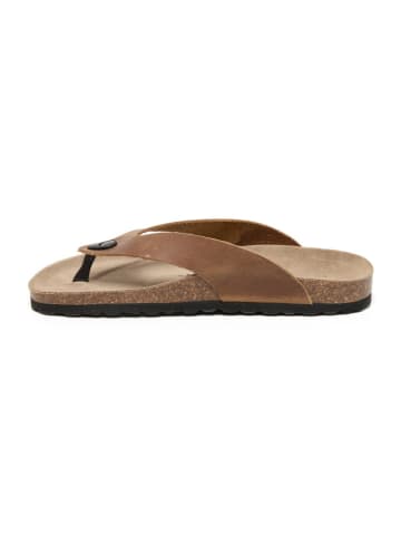 billowy Leren teenslippers lichtbruin