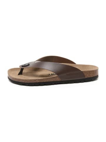billowy Leren teenslippers bruin