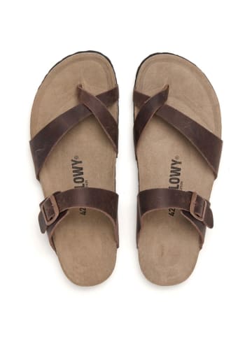 billowy Leren teenslippers bruin