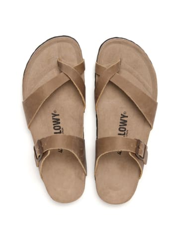 billowy Leren teenslippers lichtbruin