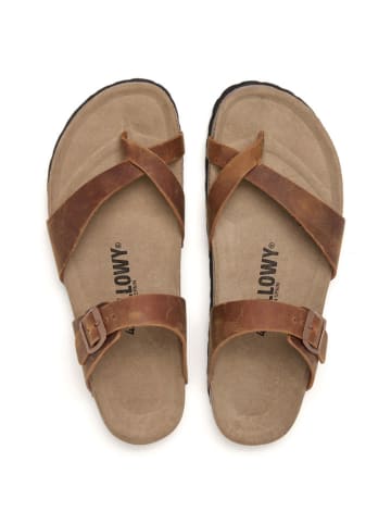 billowy Leren teenslippers bruin