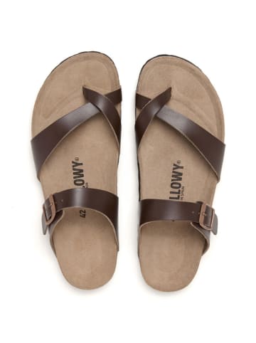 billowy Leren teenslippers bruin