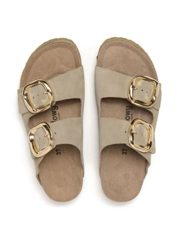 billowy Leren slippers beige