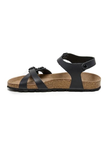 billowy Leder-Sandalen in Schwarz
