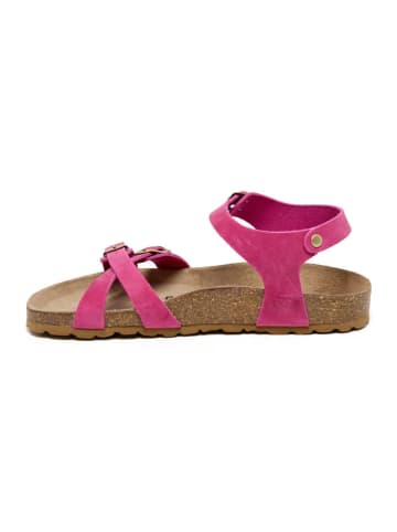 billowy Leder-Sandalen in Pink