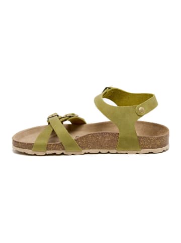billowy Leder-Sandalen in Grün