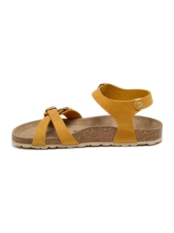 billowy Leder-Sandalen in Gelb