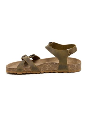 billowy Leren sandalen kaki