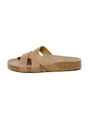 billowy Leren slippers beige