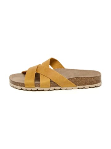 billowy Leren slippers geel