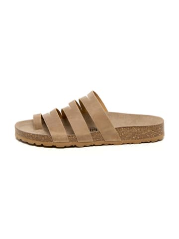 billowy Leren teenslippers beige