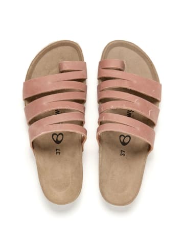 billowy Leren teenslippers lichtroze