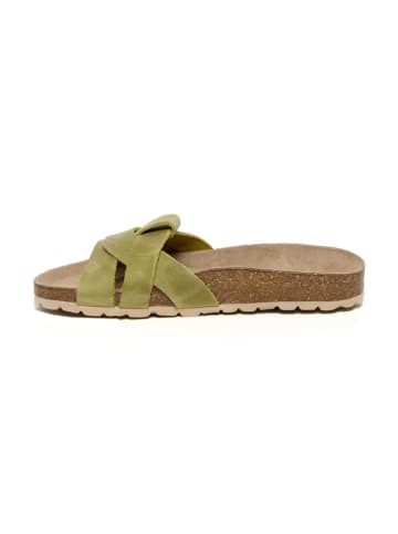 billowy Leren slippers groen
