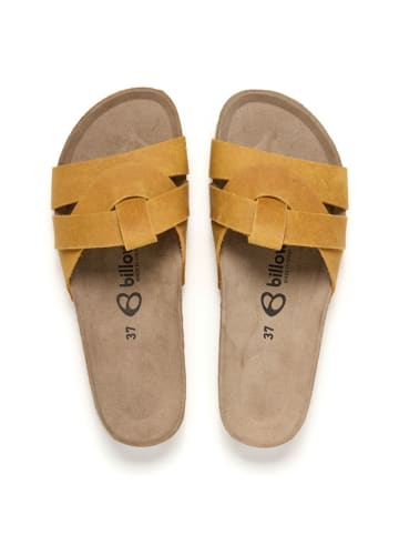 billowy Leder-Pantoletten in Gelb