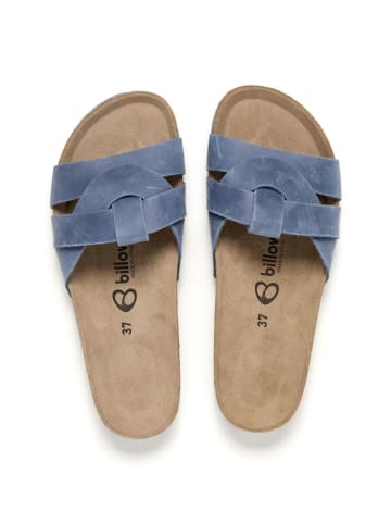 billowy Leder-Pantoletten in Blau