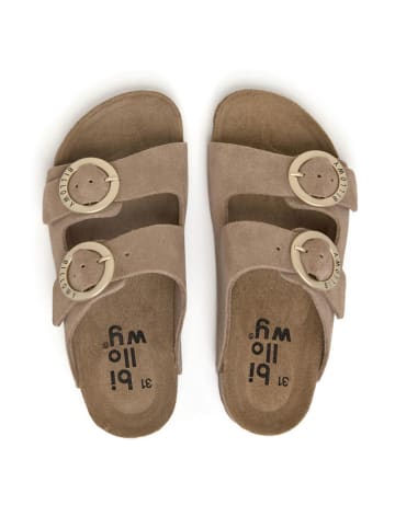 billowy Leren slippers beige