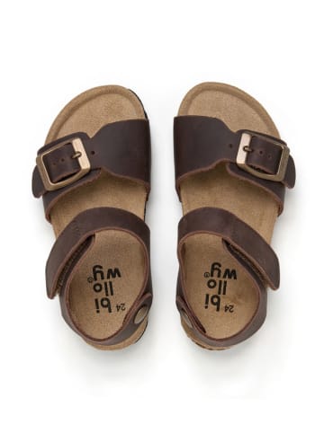 billowy Leder-Sandalen in Braun