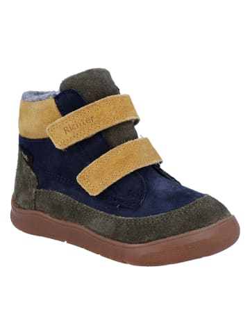 Richter Shoes Skórzane buty w kolorze granatowo-żółto-oliwkowym do chodzenia na boso