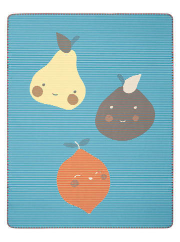 biederlack Babydeken ''Little Fruits'' blauw - (L)100 x (B)75 cm