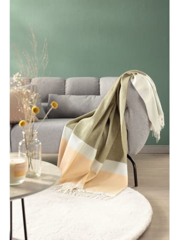 biederlack Plaid ''Blockstripe'' in Beige/ Grün - (L)170 x (B)130 cm