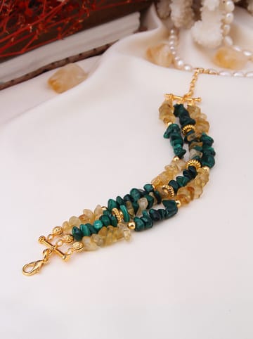 Pierres de Jade Pozłacana bransoletka z elementami ozdobnymi