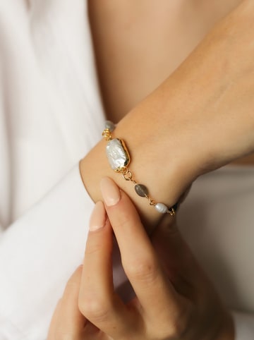 Pierres de Jade Pozłacana bransoletka z elementami ozdobnymi