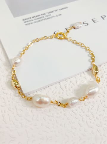 Pierres de Jade Vergold. Armkette mit Perlen