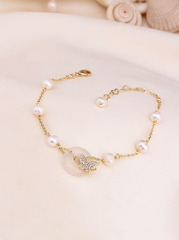 Pierres de Jade Pozłacana bransoletka z cyrkoniami i kwarcem