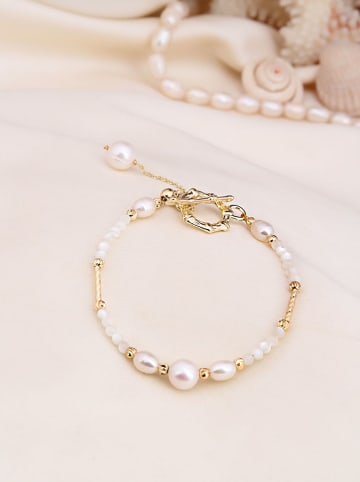 Pierres de Jade Vergold. Armkette mit Perlen