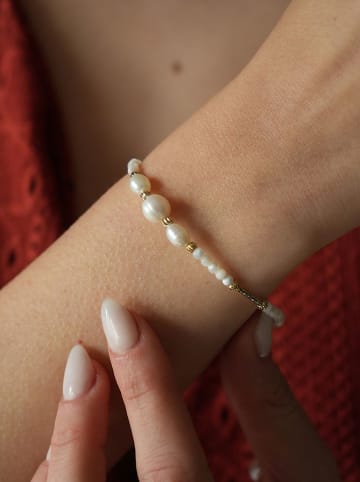 Pierres de Jade Vergold. Armkette mit Perlen