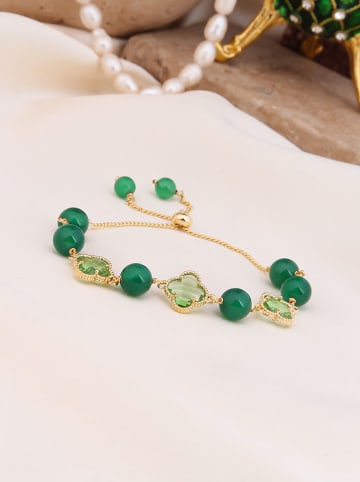 Pierres de Jade Pozłacana bransoletka z kryształami i cyrkoniami