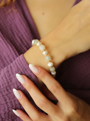 Pierres de Jade Vergold. Armband mit Perlen und Edelsteinen