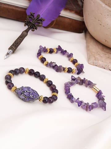 Pierres de Jade 3er-Set: Armbänder mit Edelsteinen