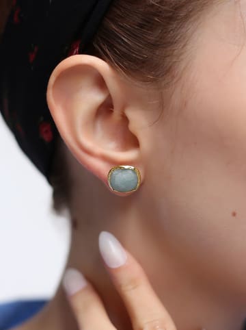 Pierres de Jade Vergold. Ohrstecker mit Edelsteinen