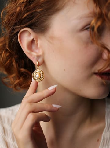 Pierres de Jade Vergold. Ohrringe mit Perlen