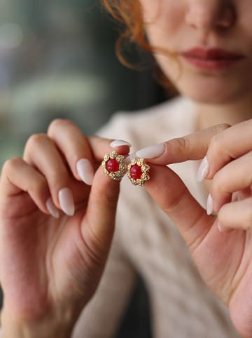 Pierres de Jade Vergulde oorstekers met edelstenen