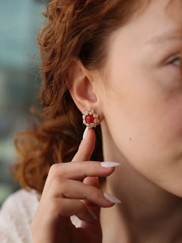 Pierres de Jade Vergulde oorstekers met edelstenen