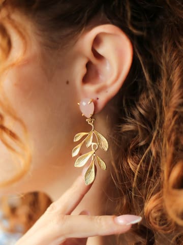 Pierres de Jade Pozłacane kolczyki-wkrętki z kwarcem