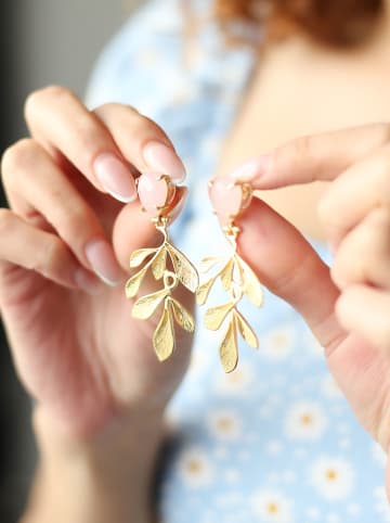 Pierres de Jade Pozłacane kolczyki-wkrętki z kwarcem