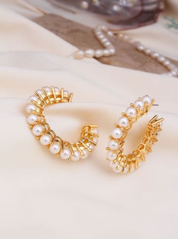 L'Atelier de Gaia Vergulde creolen met parels