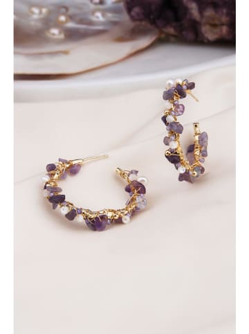 Pierres delicates Vergold. Halbcreolen mit Edelsteinen