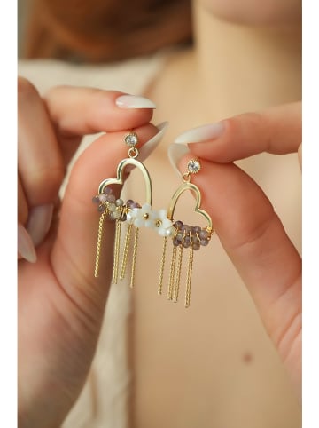 Pierres delicates Pozłacane kolczyki z ametystami