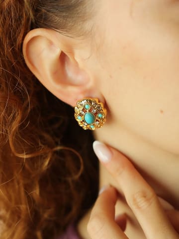 Pierres de Jade Vergold. Ohrstecker mit Edelsteinen