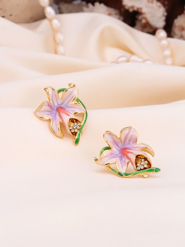 Pierres de Jade Pozłacane kolczyki-wkrętki z cyrkoniami