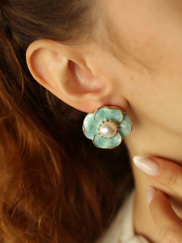 Pierres de Jade Vergulde oorstekers met parels