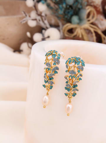 Pierres de Jade Vergulde oorstekers met parels