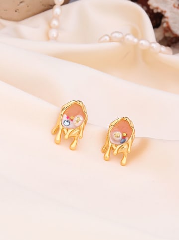 Pierres de Jade Pozłacane kolczyki-wkrętki z perłami