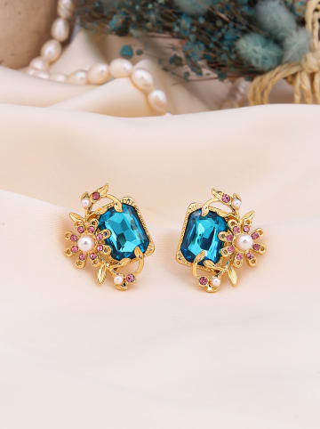 Pierres de Jade Vergulde oorstekers met parels