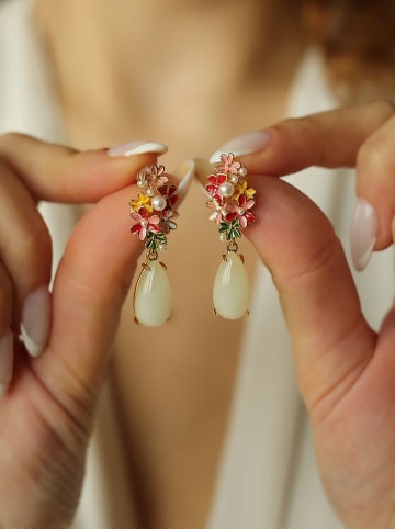 Pierres de Jade Pozłacane kolczyki-wkrętki z kamieniem księżycowym