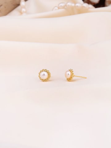 Pierres de Jade Vergold. Ohrstecker mit Perlen